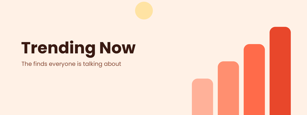 Trending Now banner: popular products and best sellers at Drexello
